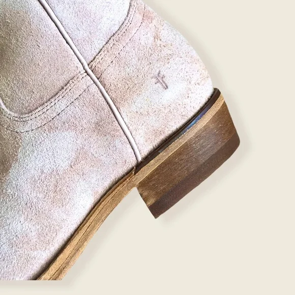 $369 Frye Billy Blush Pink Suede Leather Zip Up Short Festival Cowboy Ankle Boot - Picture 13 of 15